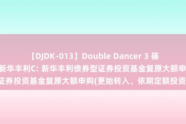 【DJDK-013】Double Dancer 3 篠田ゆう 三浦まい 新华丰利A,新华丰利C: 新华丰利债券型证券投资基金复原大额申购(更始转入、依期定额投资)公告