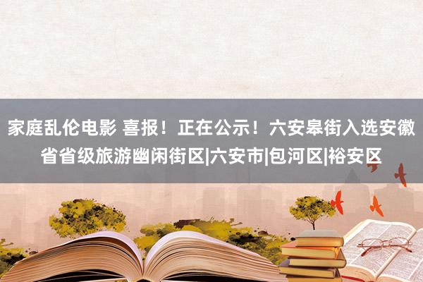 家庭乱伦电影 喜报！正在公示！六安皋街入选安徽省省级旅游幽闲街区|六安市|包河区|裕安区