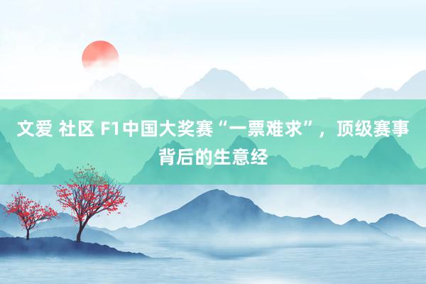 文爱 社区 F1中国大奖赛“一票难求”，顶级赛事背后的生意经
