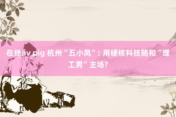 在线av pig 杭州“五小凤”: 用硬核科技随和“理工男”主场?