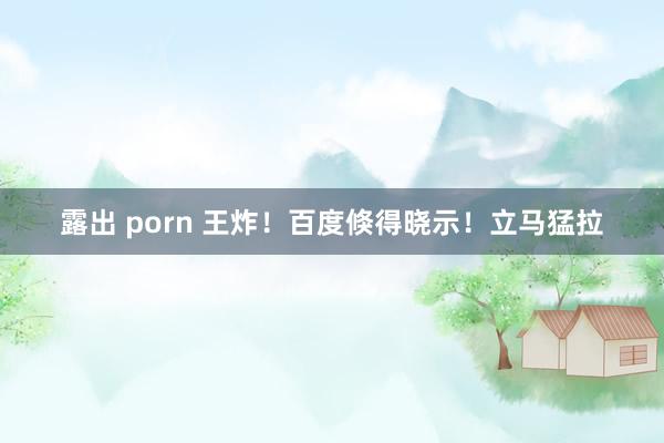 露出 porn 王炸！百度倏得晓示！立马猛拉